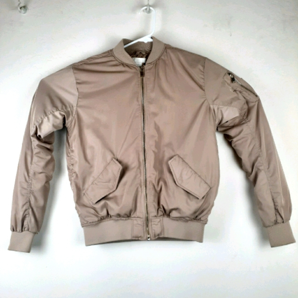 H&M Beige Bomber Jacket Womens Size 2 US
